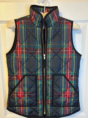 J.Crew Tartan Plaid Quilted Puffer Vest XXS Holiday Winter